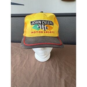 Vintage 90s Tonkin John Deere Motorsports Racing Snapback Hat Cap Embroidered